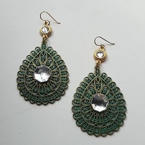 GYPSY MEDALLION PATINA DROP MOONDUST EARRINGS NEW